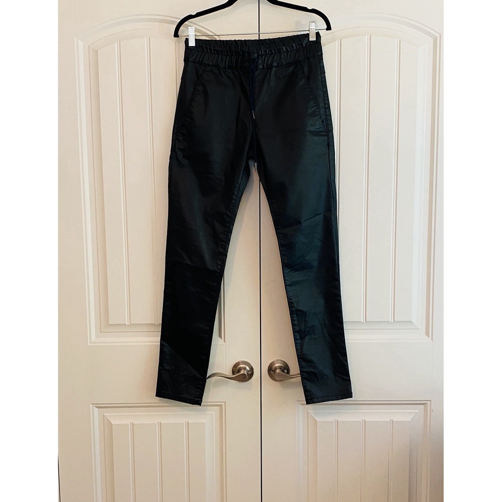 Bevy Flog NWT Coated Shely Pants Women's Size 25 Black Drawstring Closure